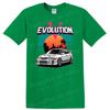 Evolution V Car Graphic T Shirt Retro Sunset Design Tee for Car Enthusiasts