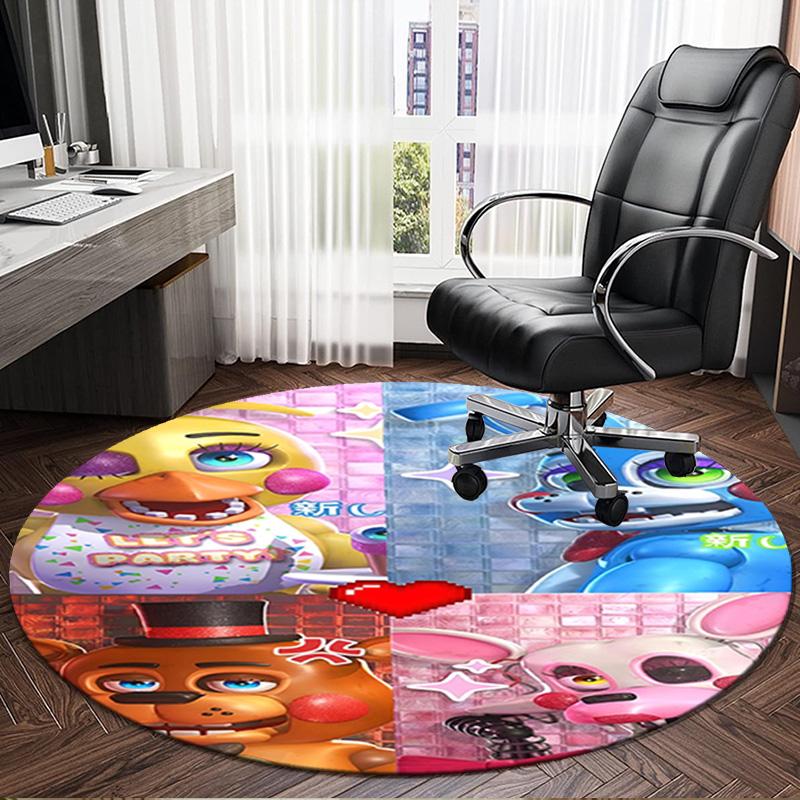 1PC Five Nights Party Round Rug, Non-slip Chair Mat, Home Decor, Circle Carpet Perfect for Office, Bedroom, Living Room,Christmas Gift