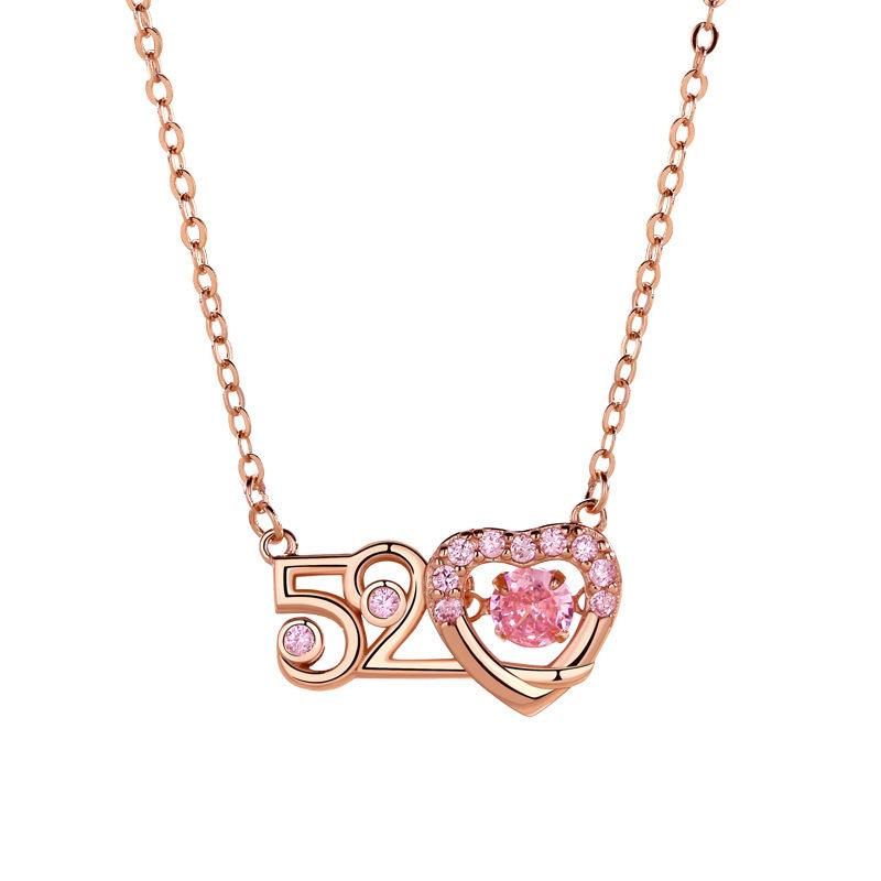 S925 Sterling Silver Heartbeat Necklace for Women with Pink Diamond - Bestselling Simple, Versatile Fashion