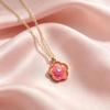 Small Peach Blossom Necklace, Niche Sweet Daily Collarbone Chain, Pink Flower Gentle Versatile Necklace for Women