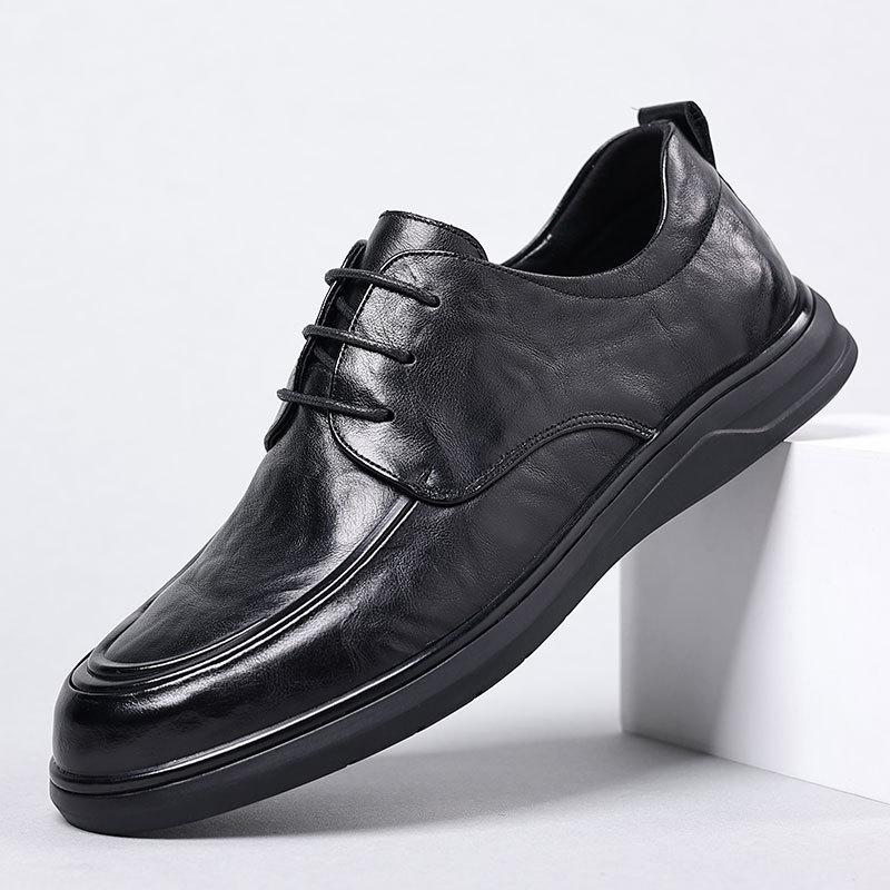 

Men Casual Real Leather Shoes Dress Shoes Soft Handmade Office Business Formal Shoes Lace Up Round Toe Male Leisure Sneakers 44