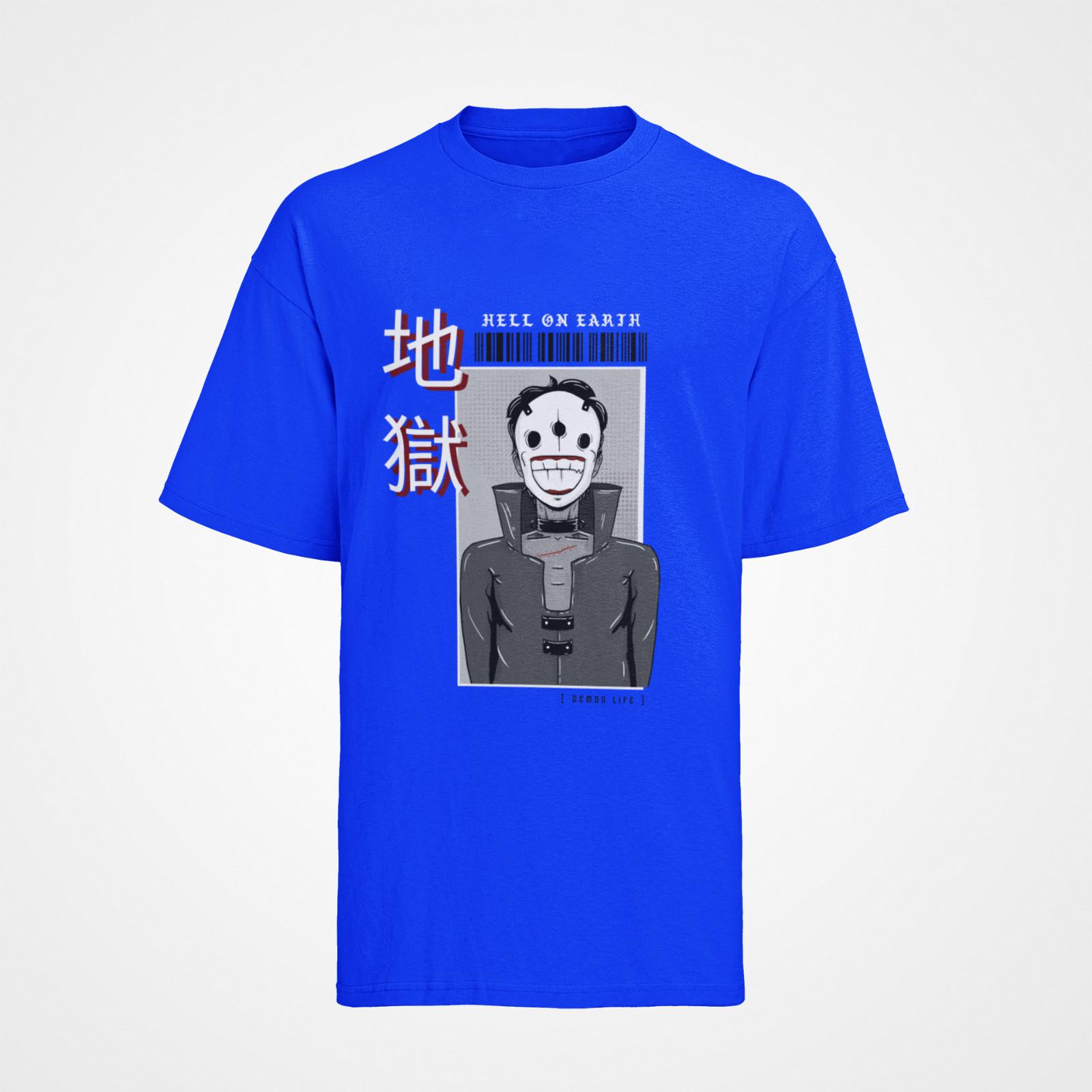 Herren T-Shirt Mens Womens Tees Top Bio Baumwolle Lachender Anime Demon Hell on Earth 4XL