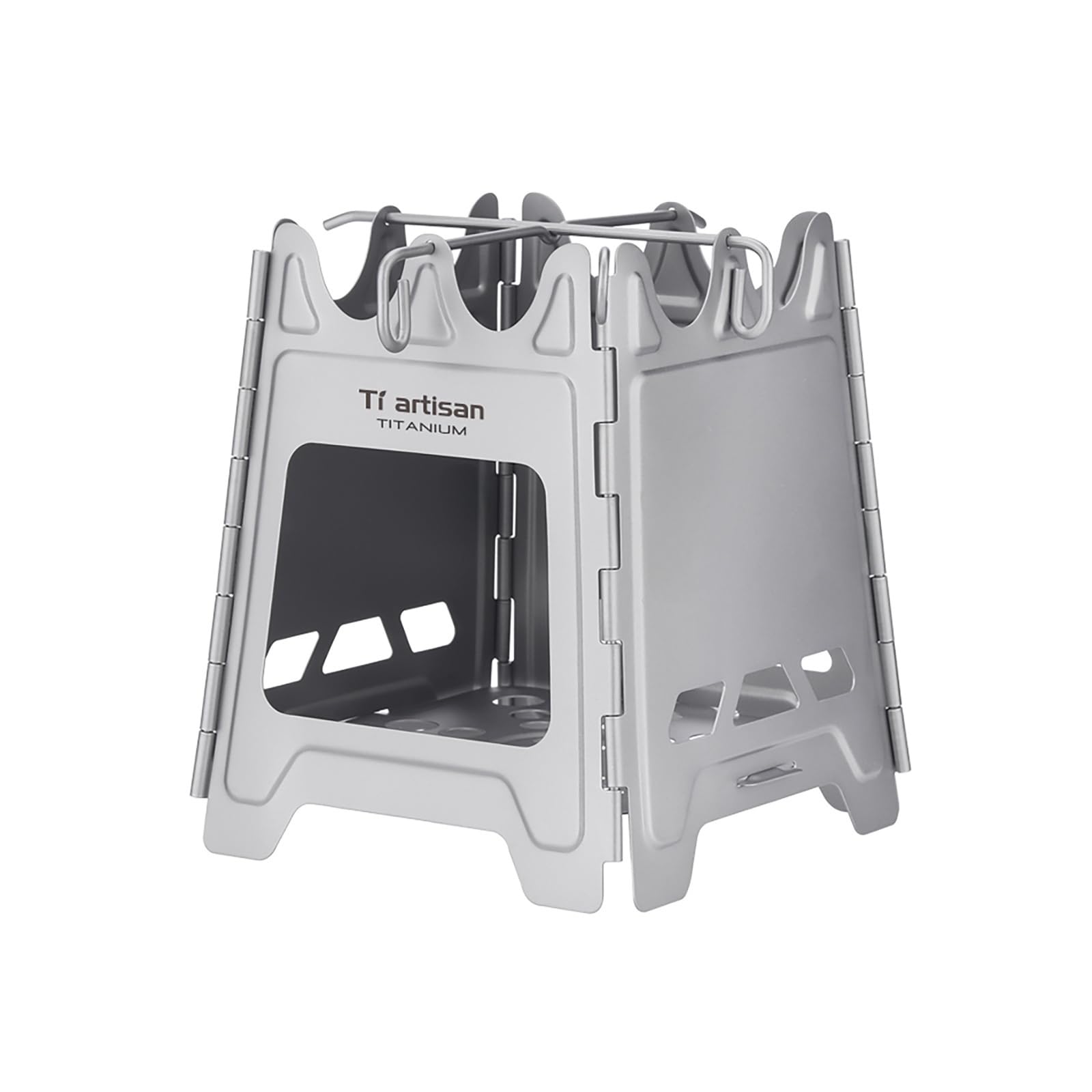Ti Artisan Titanium Wood-Burning Stove, Foldable, Camping Backpacking Stove, Portable Wood-Fired Alcohol Stove for Outdoor Camping, Picnics, and BBQs