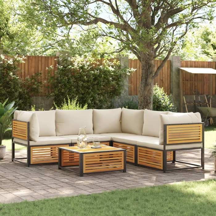 VidaXL Salon de jardin avec coussins 6 pcs bois d'acacia solide 3214912