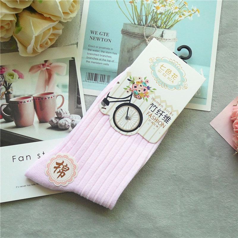3 Paar Qualitäts-Bambusfaser Damen Socken Atmungsaktiv Deodorant Baumwollsocken Damenmode Bonbonfarbe Mittelrohrsocken Calcetines