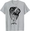 Linocut Owl Head Tilt Curious Bird Wildlife Illustration T-Shirt