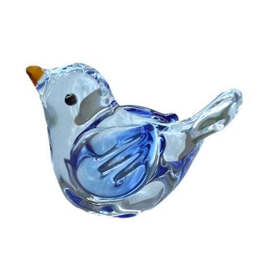 Blown Mini Bird Figurine Handcrafted Glass Tiny Bird Statue Collectible Bird Ornament for Living Room Bedroom Office Desktop Bookshelf Cabinet Decor
