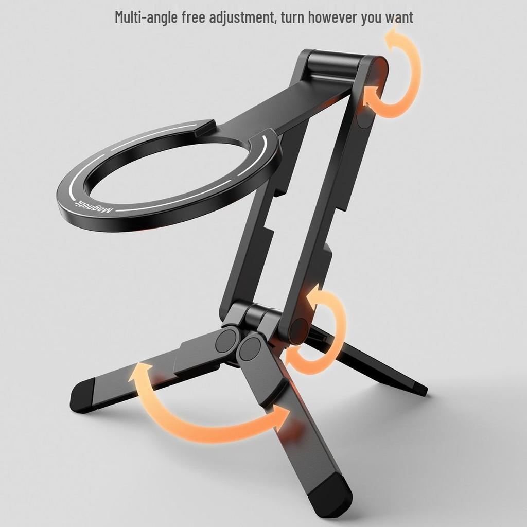 Multi-Functional Magnetic Phone Holder: Rotating, Folding Desktop & Handheld Selfie Stick Tripod for Portable Photography.