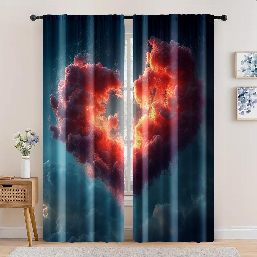 

2 шт., Драпировки Красное Любовное Облако Арт Универсальный Прочный Полиэстер, Без Электричества Праздничные Фоны для Праздничных Портретов и 29x65in(75x166cm)