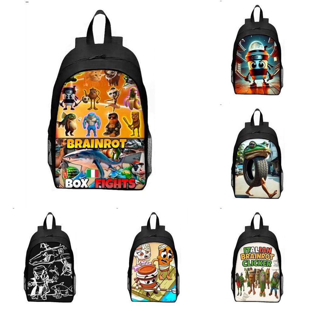 Al Italian Brainrot Pattern Backpack Breathable Student Schoolbag Gift Casual