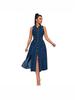Women's Sleeveless Denim Dress with Split: Fashionable Long Dress