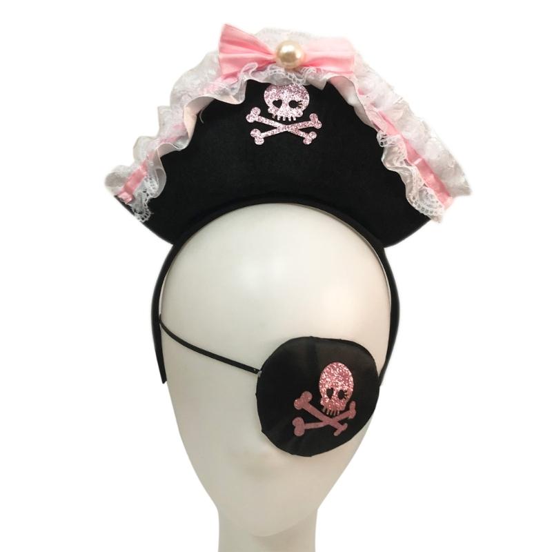 Girl Halloween Headbands Pirate Eyepatch Headwear Hairbands Fun Headwear