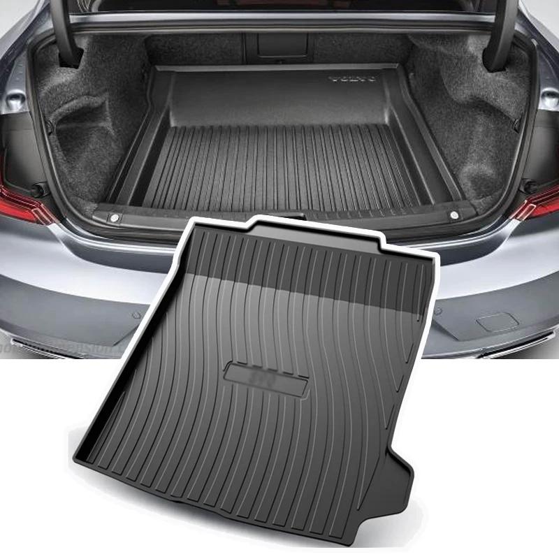 Car Trunk Mat For Volvo S90 2017~2024 Anti-scratch Waterproof Rubber TPE Material Storage Pad Carpet Protection Car Accessories