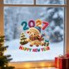 Reusable PVC Window Film Chinese New Year Stickers, 2027 Goat Static Clings, Seasonal Store Decorations Crochet Knit Lamb Decals, Decor for Home Shop