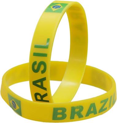 2pcs Bracelet en Silicone Drapeau du Brésil Brasil Sport Bracelet en Caoutchouc Bracelet d'amitié Bracelet de Football Bracelets pour Les Fans de Sport Accessoires Cadeaux