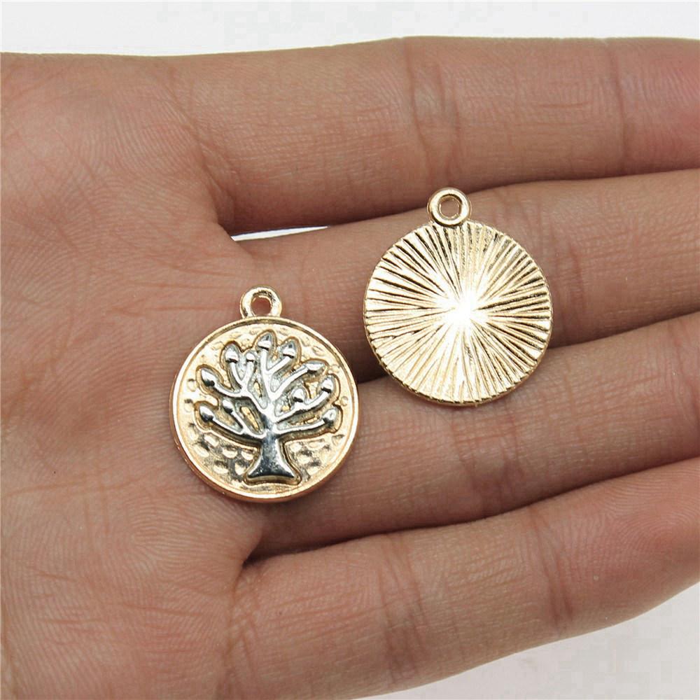 Charms Round Tree Of Life Pendants Vintage Jewelry Supplies QC109