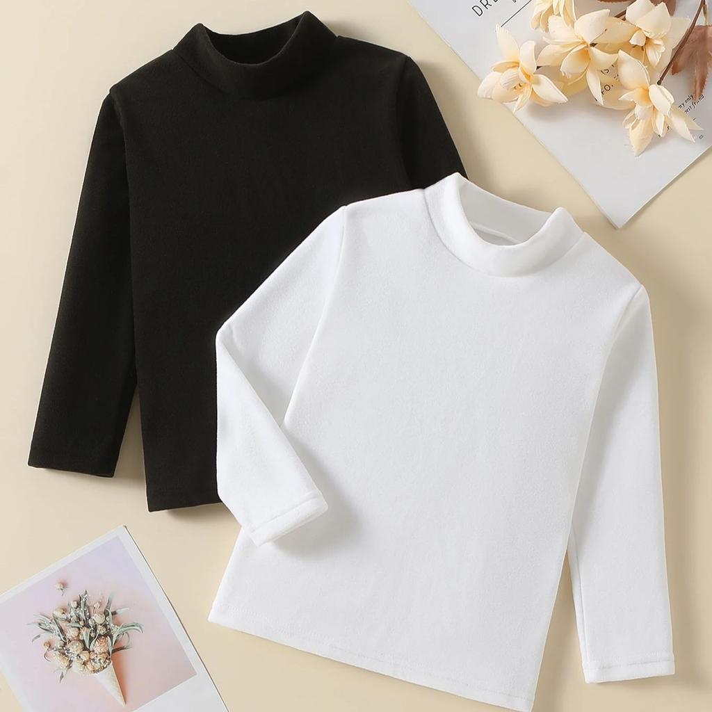 Children's Mid-collar Bottoming Shirt in Autumn and Winter Solid Color Joker Girls' Long Sleeve T-shirt Boys' Casual S