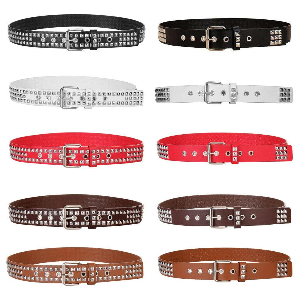 Square Bead Rivet Belt Metal Pyramid Belt Men'S And Women'S Belt Punk Hardware Jeans Belt