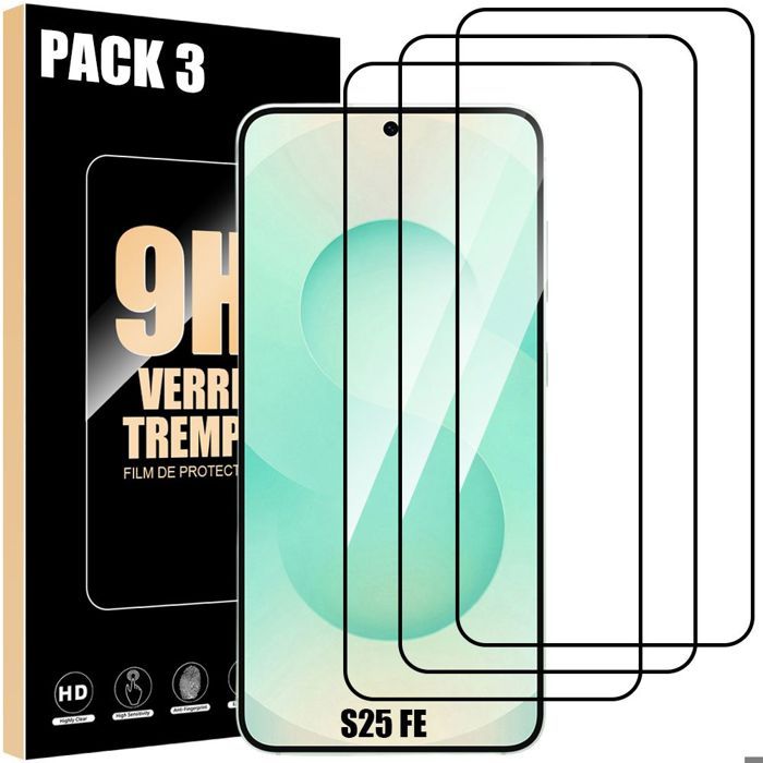 Verre Trempé - BOOLING - Compatible Samsung Galaxy S25 FE - Lot de 3 - Antichoc - Anti-Rayures 9H