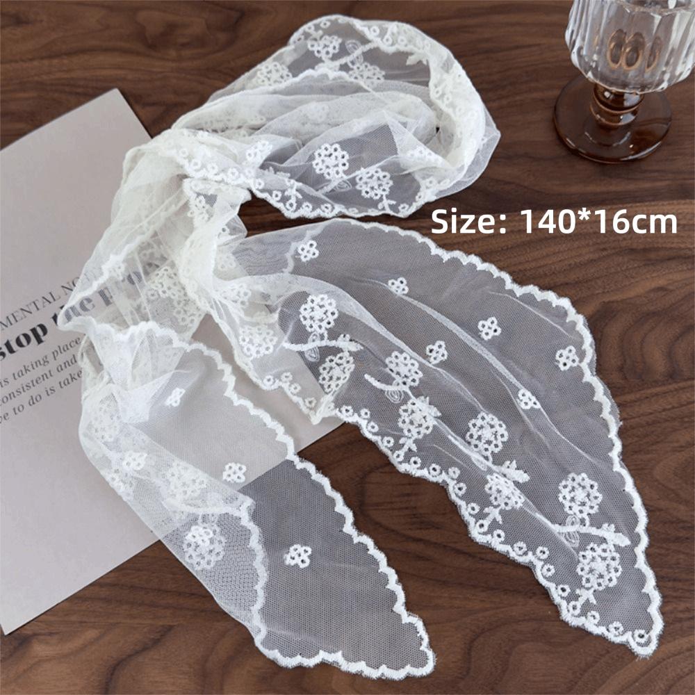 Versatile Style Long Scarf Lace Embroidery Scarf Thin Scarf Elegant Decorative Scarf Solid Color Women Scarf Women Fashion