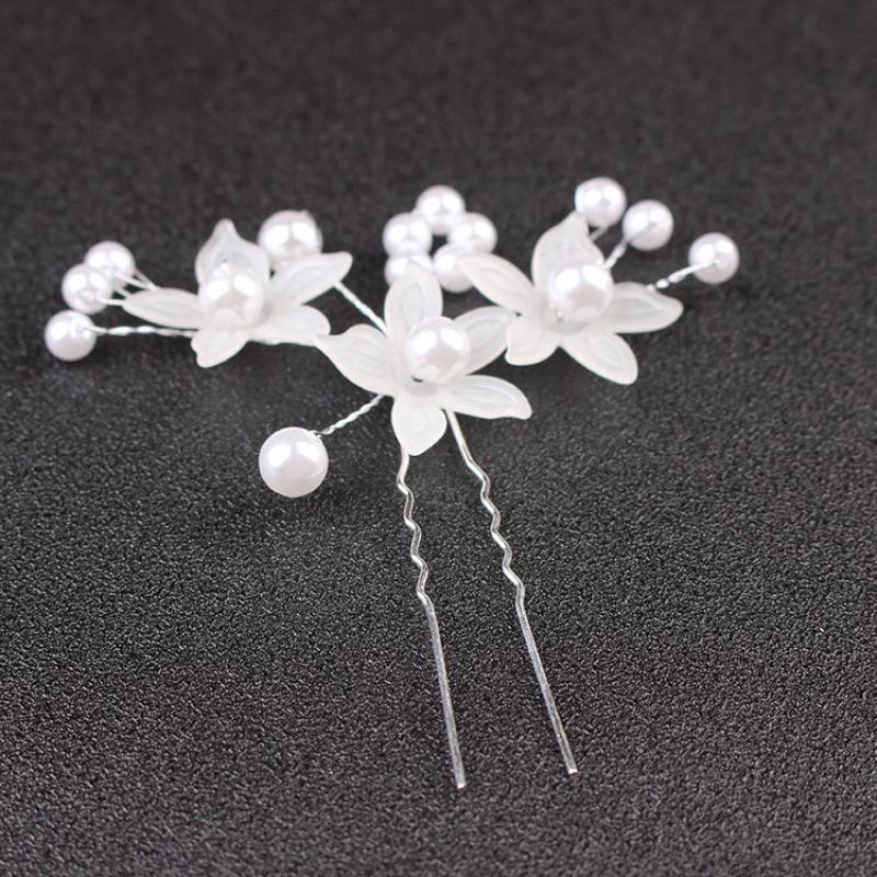 Korean Frosted Flower Pearl Hairpin & Comb Set for Brides
