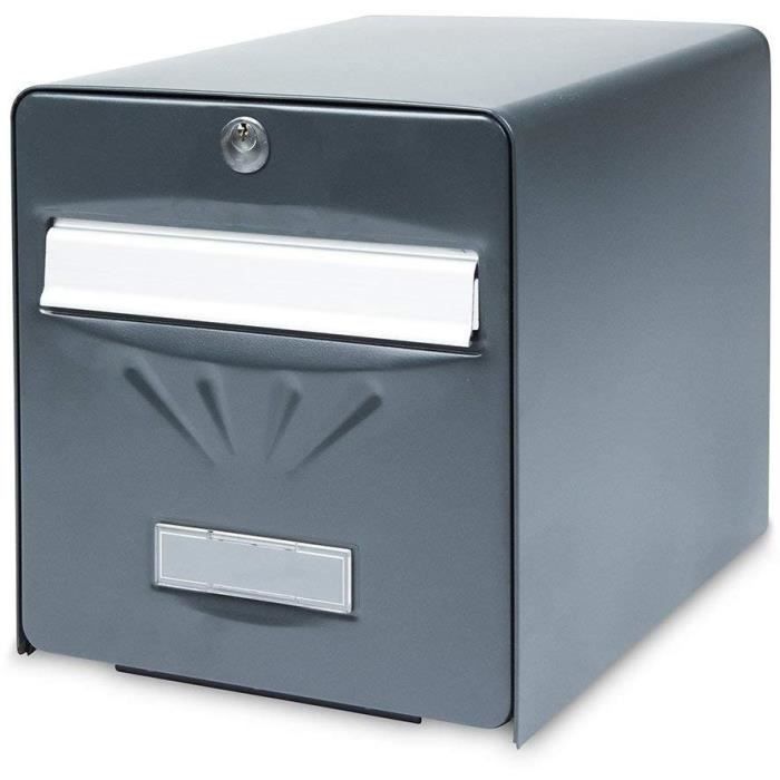BURG WACHTER Galvanized Steel Balneaire Mailbox - Glazed Rear Door - Anthracite Grey