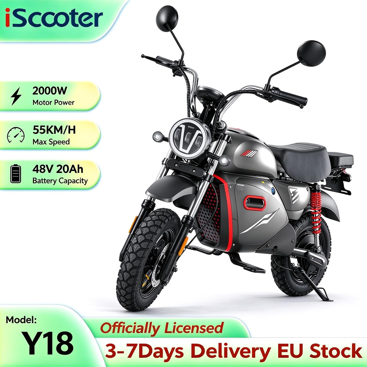 iScooter Y18 15 Zoll Einkaufs-Elektrofahrrad 55 km/h 2000W 48V/20Ah NFC-Zugang Pendeln Leichtes E-Bike Y18 55KM/H schwarz
