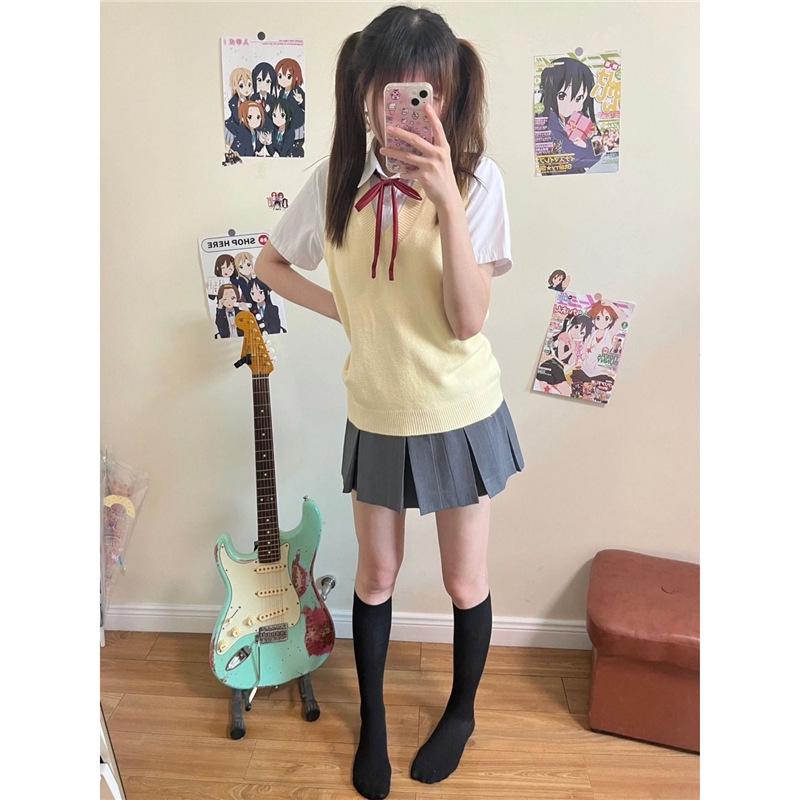 

Azusa Nakano Mio Cosplay JK Uniform Set: Campus Style Knit Dress & Skirt 2XL