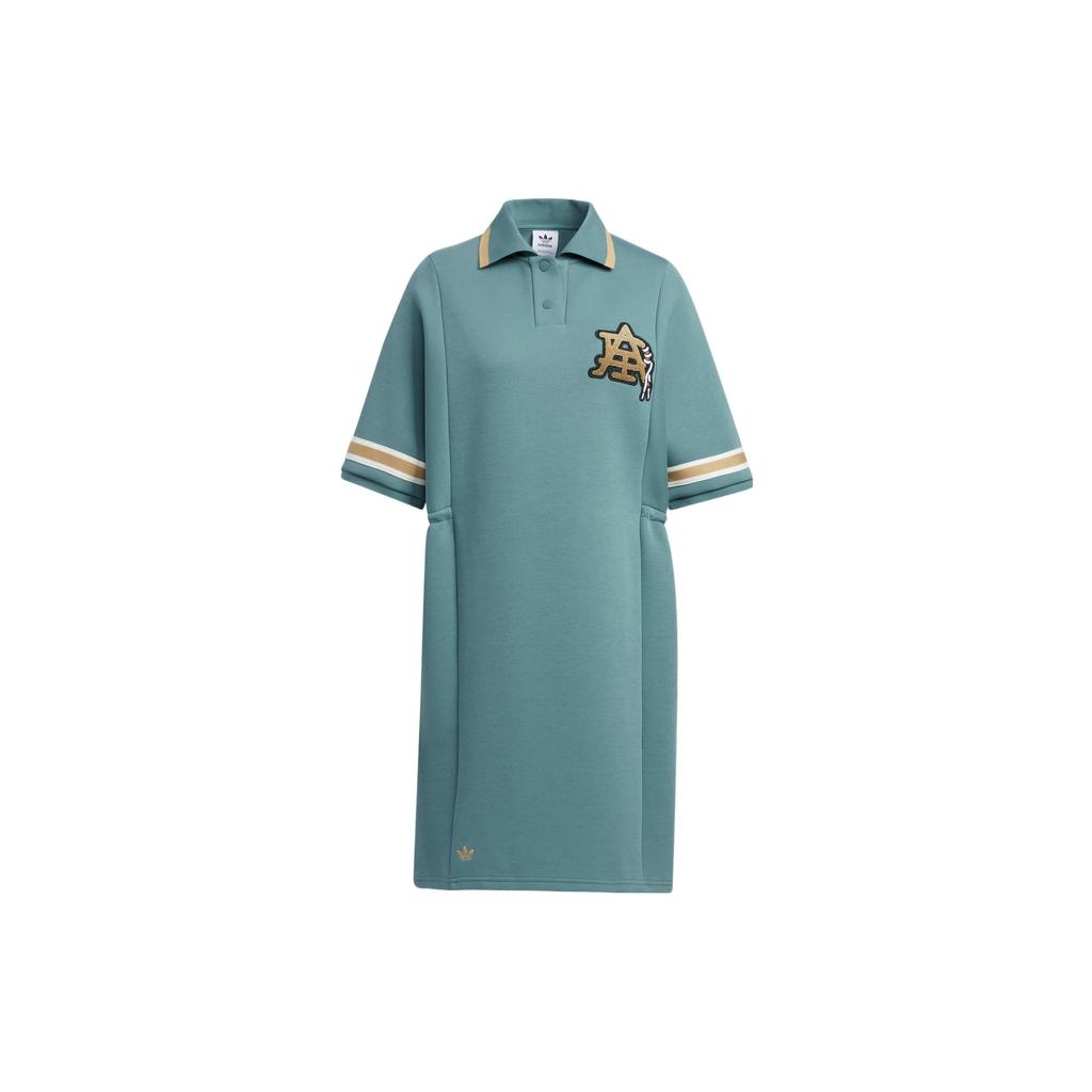 Adidas Originals Three Stripes Vintage Style Comfortable Polo Dress Women Dresses Mist-Grandma-Green HS1930