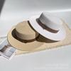 Letter Belt Decorative Wide Edge Flat Top Hat Women's Summer Travel Shading Sun Protection Mountain Biking Casual Versatile Men's Straw Hat