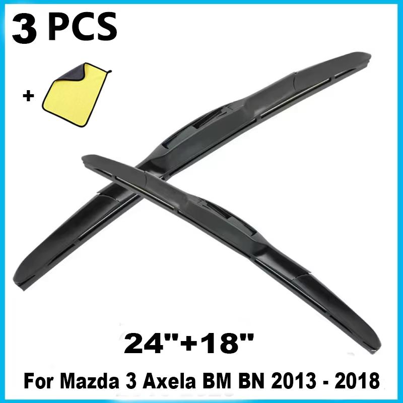 

Car Wiper Front Hybrid Wiper Blades For Mazda 3 Axela BM BN 2013 - 2018 Windshield Windscreen Window Rain Brushes 24 +18 A Type