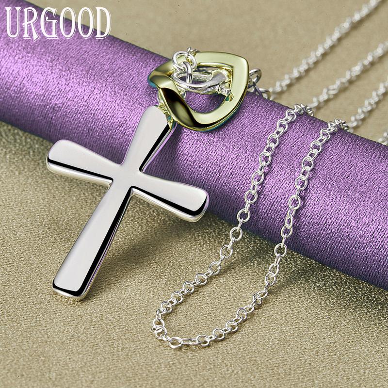 Halskette mit Herz-Kreuz-Anhänger aus 925er-Sterlingsilber, Schmuck