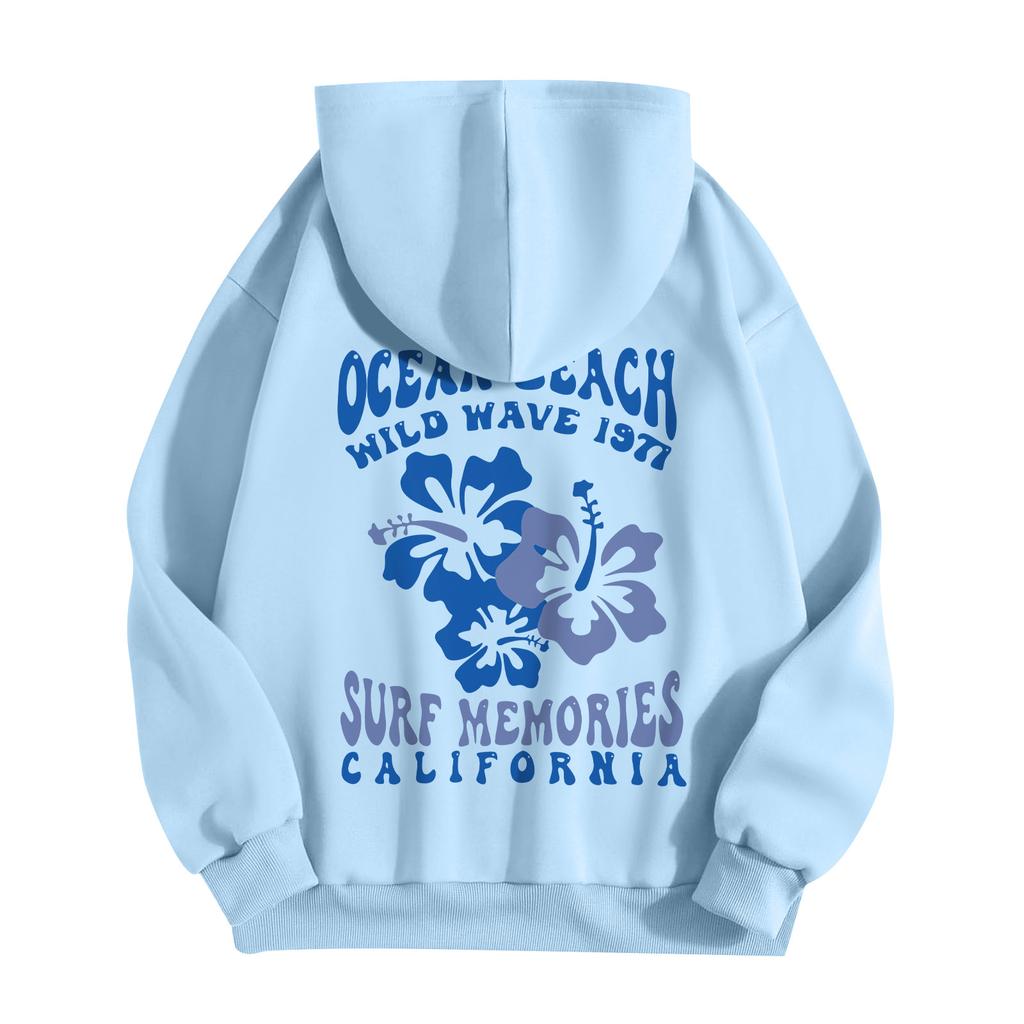 Dámské mikiny na zip Dospívající dívky Květiny mikina s potiskem Oblečení Neformální bunda se stahovací šňůrkou s kapsami