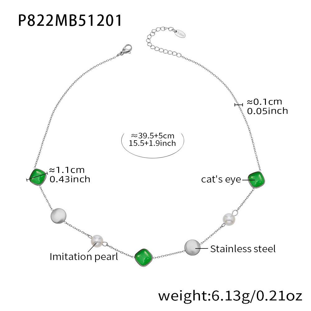 

Многоцветное бусины из нержавеющей стали с покрытием 18 карат, ожерелье Кошачий глаз для женщин