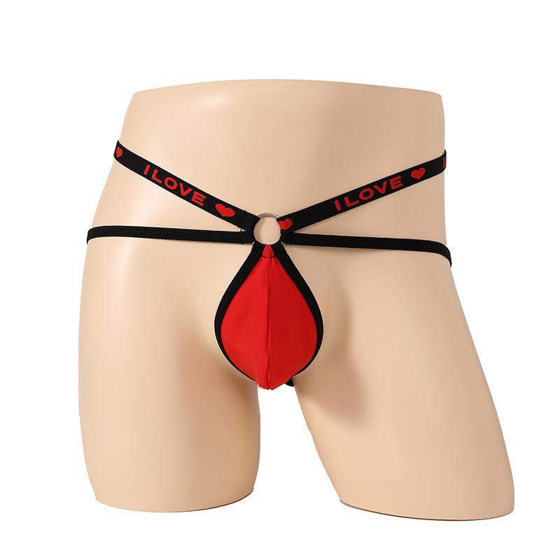 Men's sexy thongs, suspenders, elastic pockets, transparent men's T-pants, sexy boxers