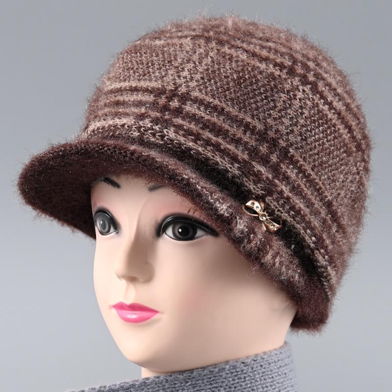 Winter New Velvet Warm Wife Hat Versatile Old Hat Women's Cold-proof Knitted Wool Hat