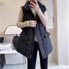 Spring Autumn and Winter Women Plus Size Light Waistcoat Outerwear Thin Warm Medium Length Lapel Loose Vest Cardigan Sleeveless Outerwear