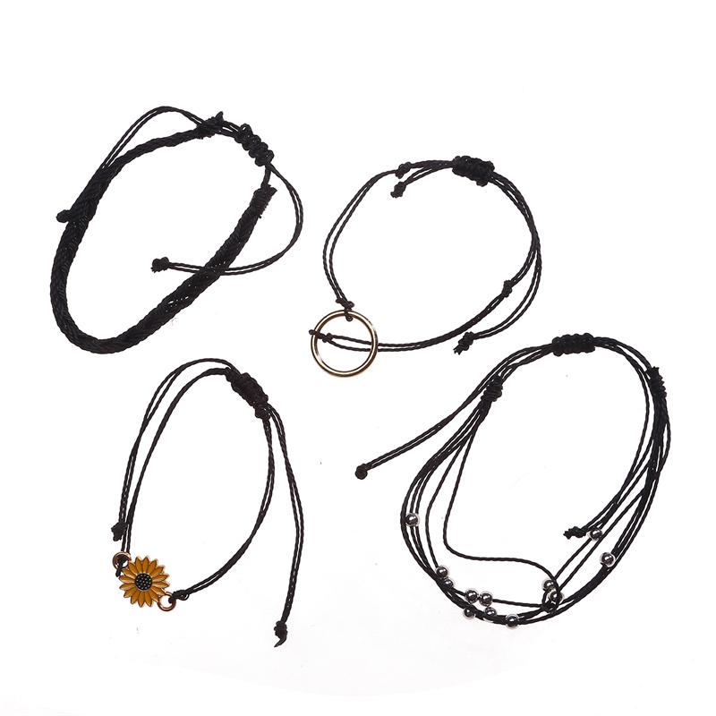 Pulseira da amizade Pulseira de corda trançada Pulseira de casal ajustável Conjunto de joias para festa Presentes