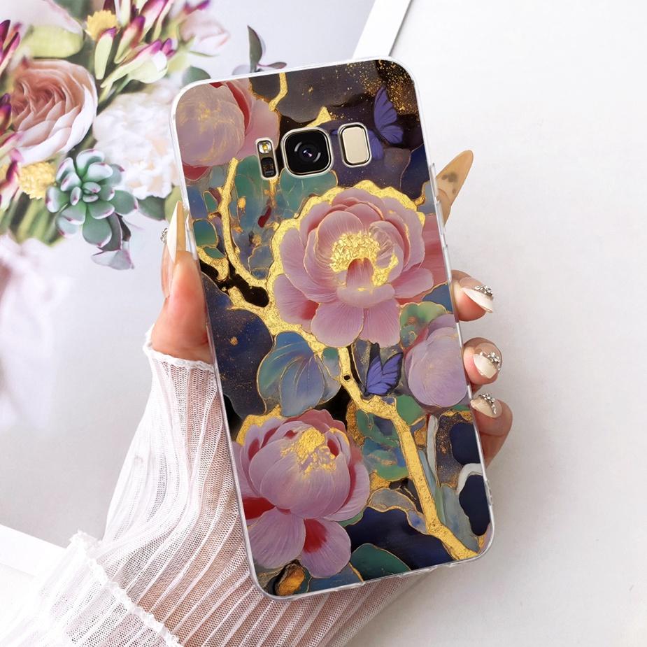 For Samsung Galaxy S8 Case SM-G950F Luxury Flowers Butterfly Painted Cover Soft Silicone Case For Samsung S8 Plus S8+ G955F Bags
