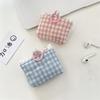 Mini Cute Sweet Lace Floral Coin Purse  Pink Blue Plaid Headphone Protective Case Girls Portable Small Storage Bag