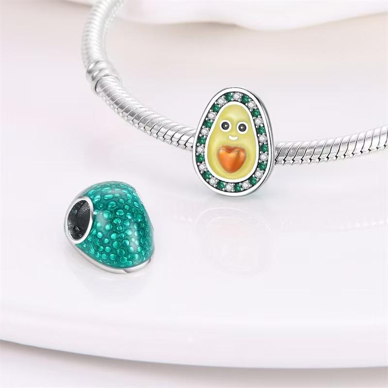 925 Silver Fruit Charms Pendants Strawberry Cherry Avocado DIY Jewelry Fit Bracelets Women Birthday Gift Fine 100% Sterling Silver