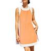 Two Piece Set for Women Summer Boho Color Block Outfits Sleeveless Crewneck Side Slit Mini Dress Casual Lounge Short Sets