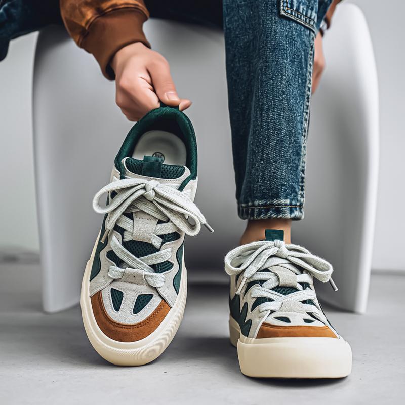 Fashion Skateboard Sneakers Men's Low Top Sneakers Lightweight Non-Slip Comfort Causal Walking Shoes for Male