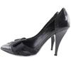 GUCCI pumps 146740 Side open ribbon black leather/Satin Women Used