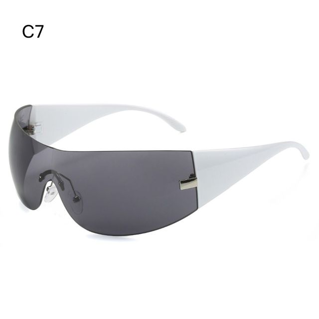 Trendy Y2k Sunglasses Women &Men Rimless Wrap -Around Sunglasses Futuristic One Piece Shades Fashion Hip Hop Sun Glasses