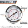1/8'' NPT Fuel Pressure Gauge 0-15PSI 0-1Bar & Wrench Adaptor Kit Double Scale Pressure Gauge for Fuel Injections System