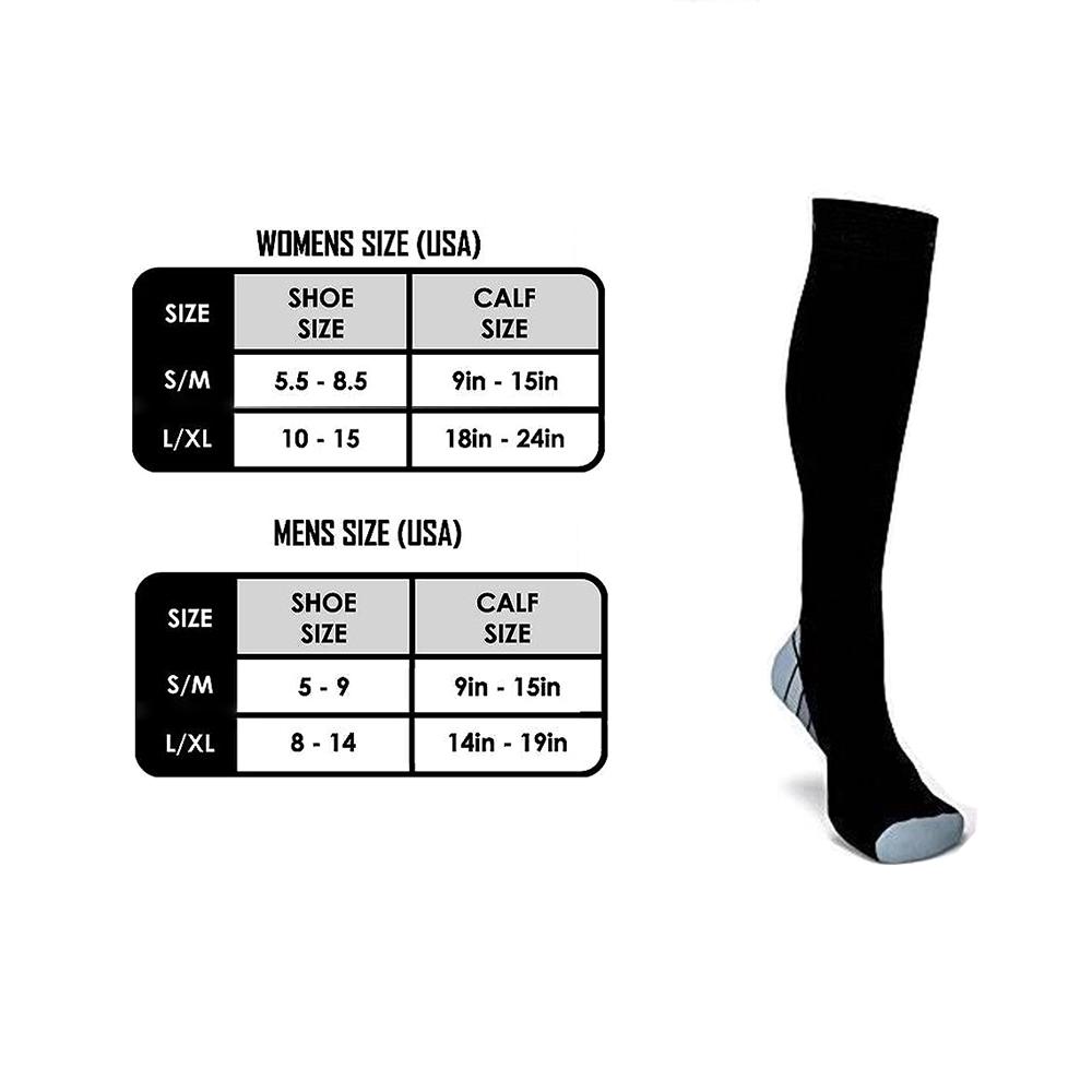 1 Pair Compression Socks 20-30 Mmhg - Men & Women - Running, Nurses, Shin Splints, Flight, Travel