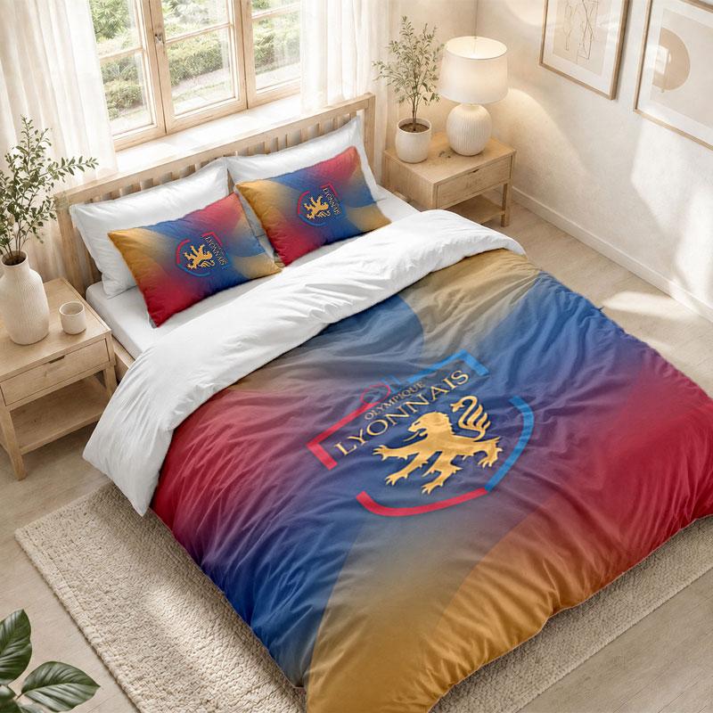 Bedding Set 1 Duvet Cover 2 Pillowcases Lyon FC Print Bedroom Home Decoration