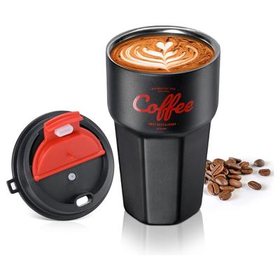 Doppelwandiger Reisekaffeebecher aus Edelstahl mit Deckel, tragbarer, sturzsicherer Trinkwasserbecher für das Büro im Innenbereich