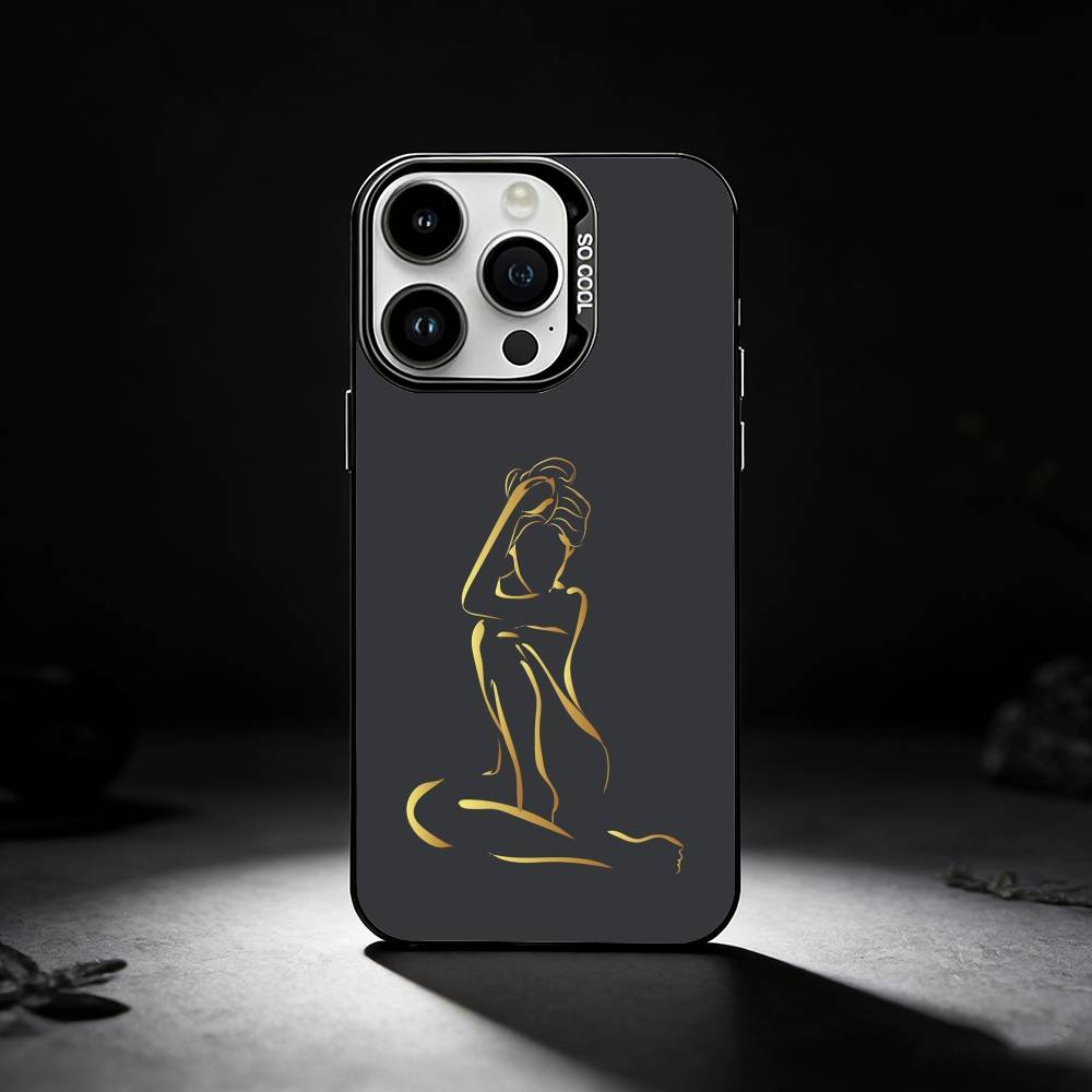 Sexy Body curve Art Phone Case For iPhone 17,16,15,14,13,12,11 Plus,Pro Max,XS,Colored silver phone case